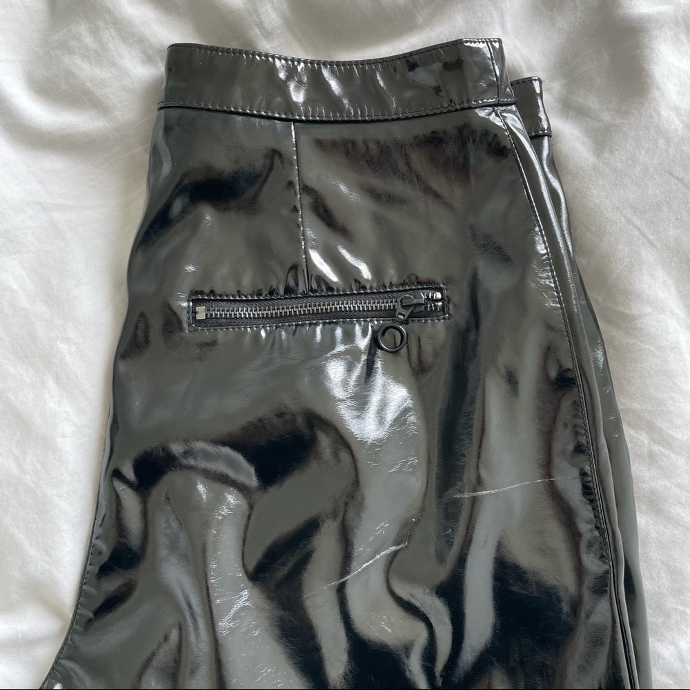 H&M Faux Leather High-Waisted Pants - Straight Leg - Picture 3 of 9